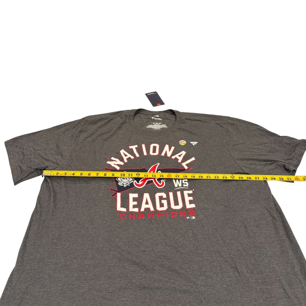 Fanatics Atlanta Braves 2021 National League Champions T-Shirt Gray Mens 3XT NEW - Picture 6 of 7